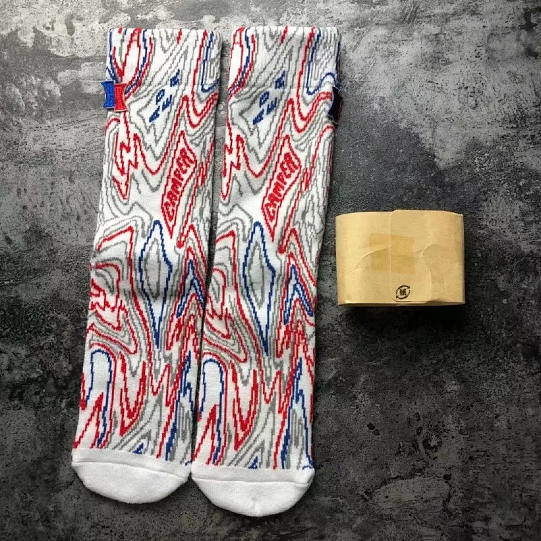 Accessiories Ader Red And Blue Scrawl Socks