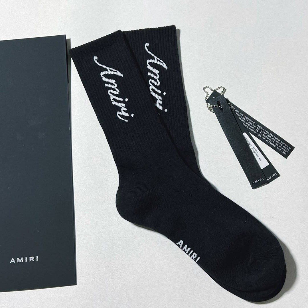 AMIRI SCRIPT TUBE SOCK Black—In Stock Now - Image 2