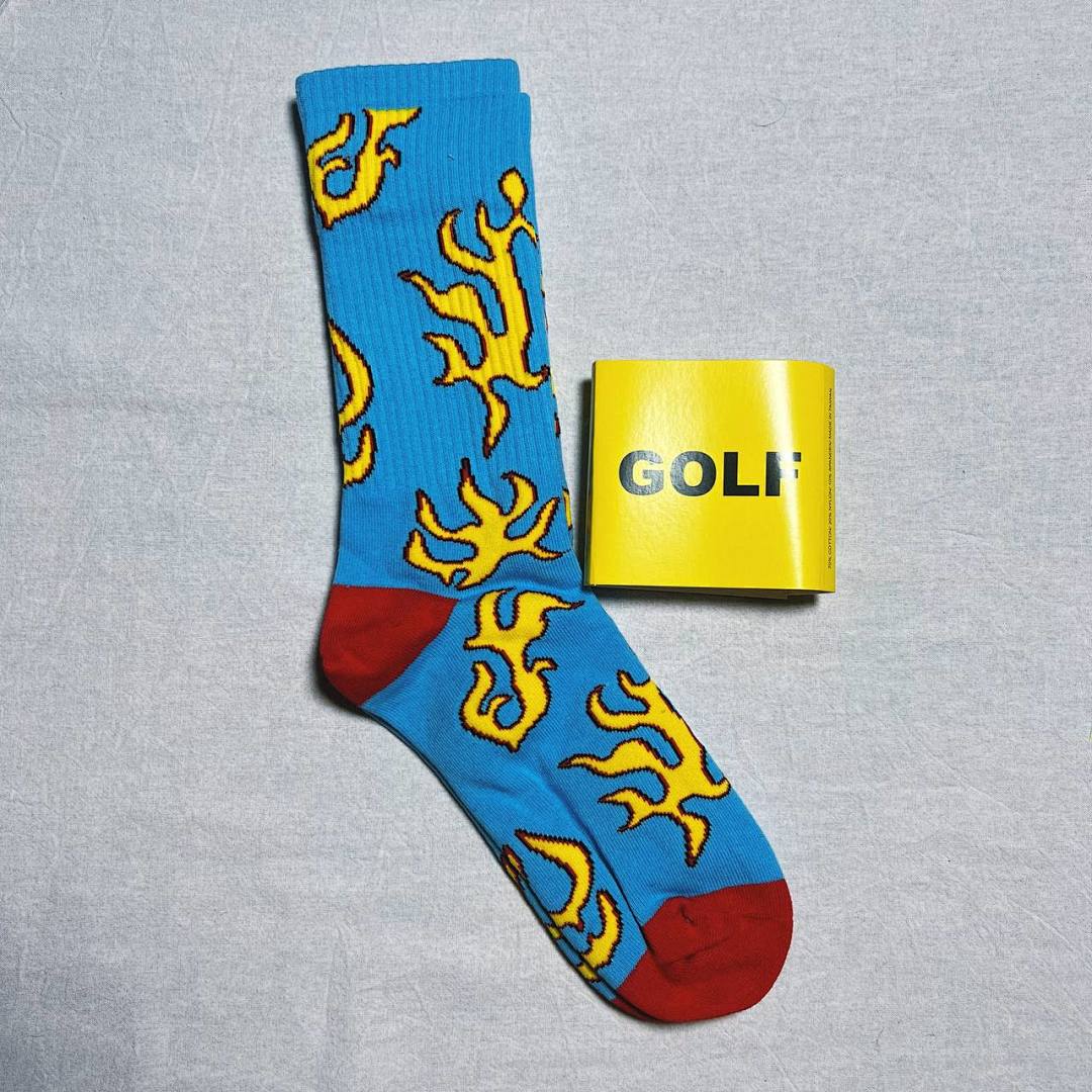 Accessiories Golf Wang Socks Blue Fire Flame Fleece Sole - Image 5