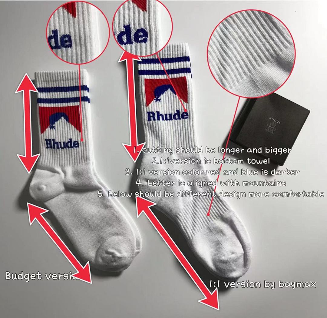 Accessiories 1: 1 Rhude Red Mountain Towel Bottom Socks
