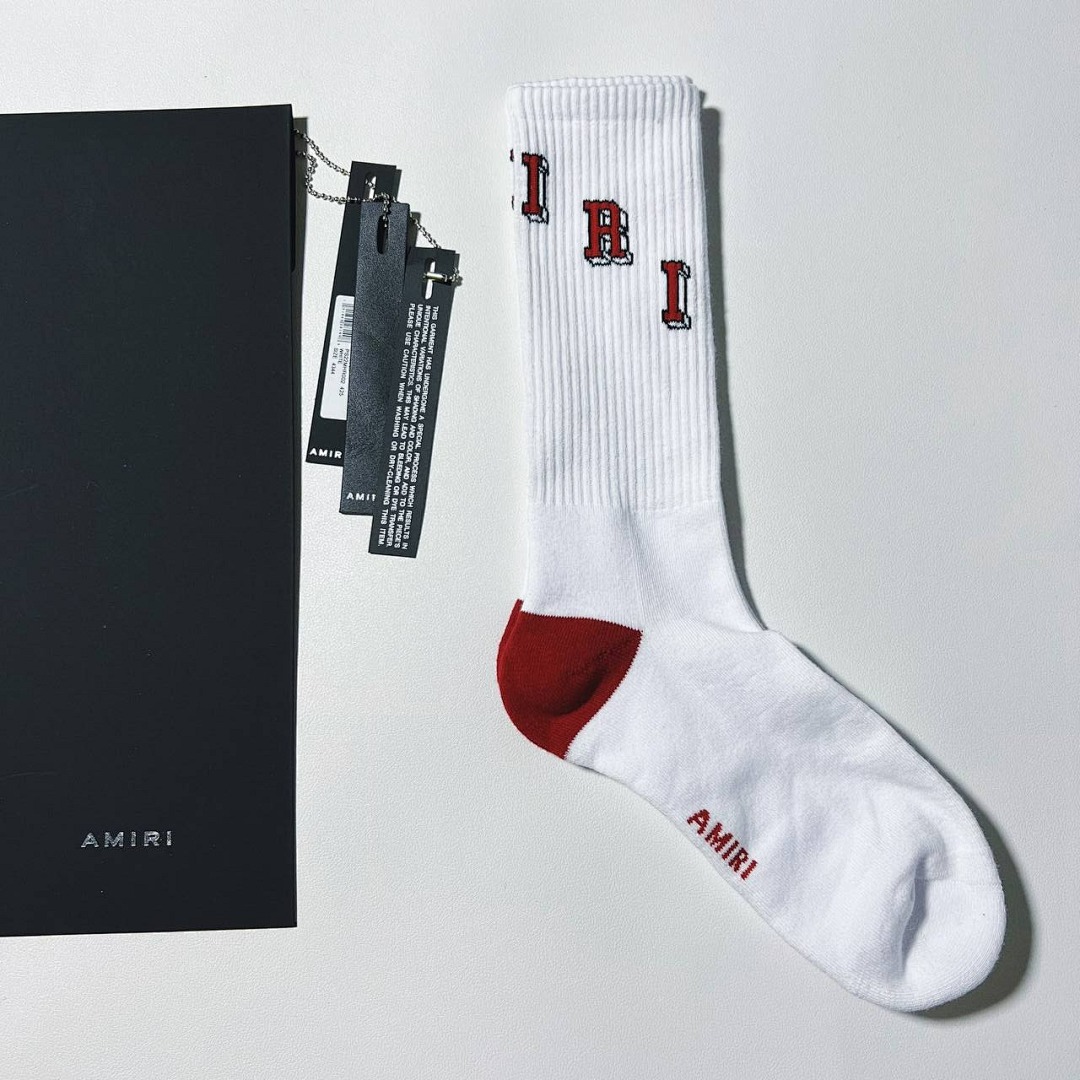 AMIRI COLLEGIATE AMIRI TUBE SOCK White/Red