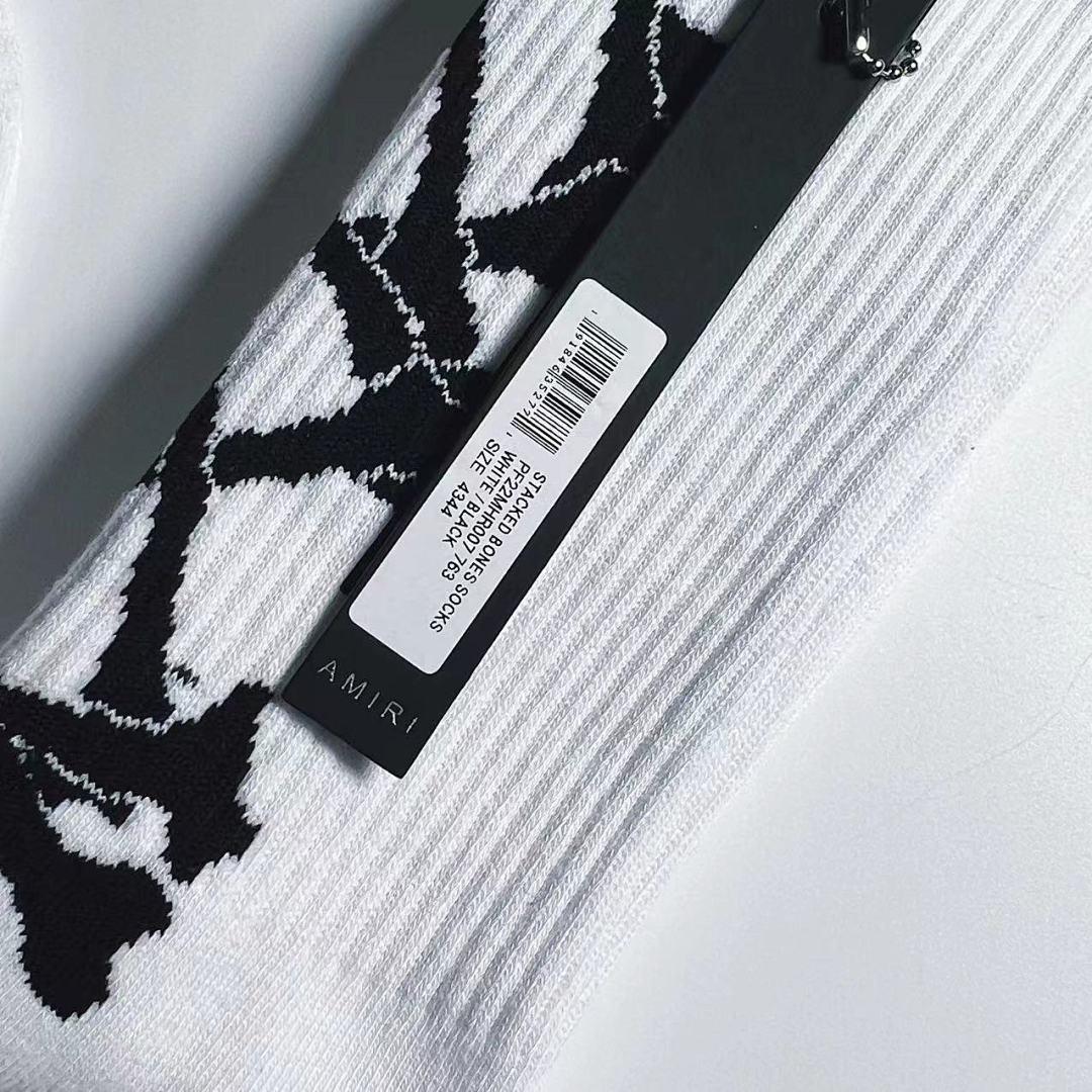 AMIRI 1: 1 AMIRI 2022 New Season Socks Skull Towel White Black Top - Image 8