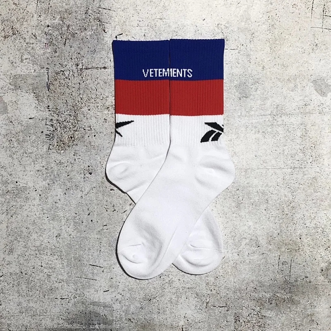 Accessiories 1:1 Vetements Red And Blue Towel Flat Socks Patchwork - Image 13