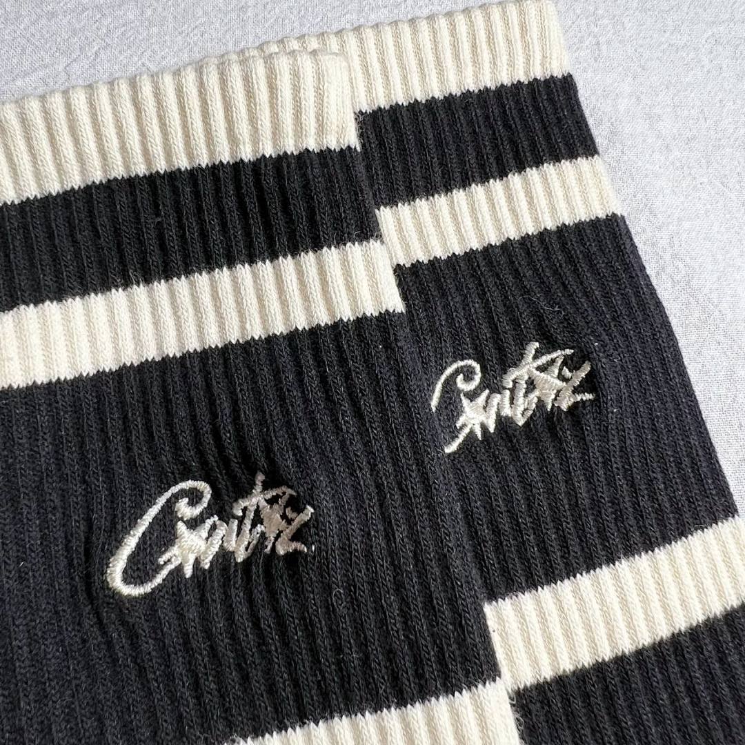 Accessiories Co Embrodiery CRTZ Socks Off White Black Striped - Image 5