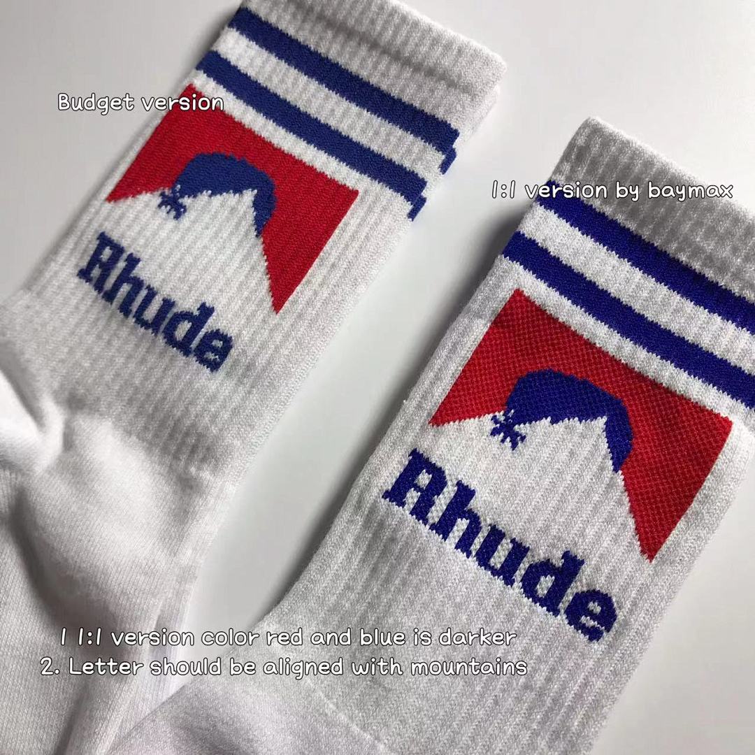 Accessiories 1: 1 Rhude Red Mountain Towel Bottom Socks - Image 3