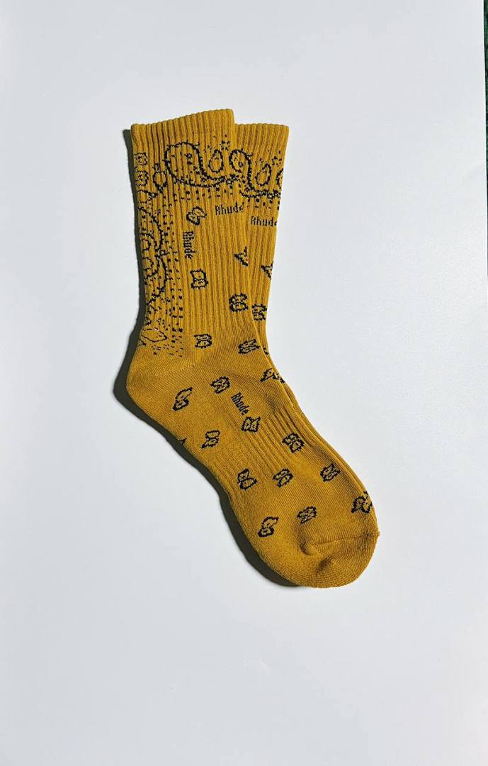 Accessiories RHUDE BANDANA JACQUARD Towel SOCK——Yellow - Image 9