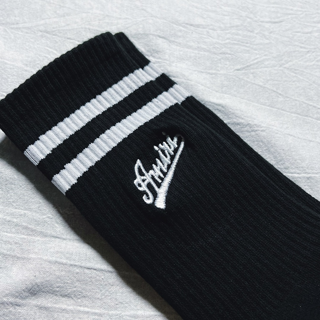 AMIRI 23FW Varsity Script Socks (Black) - Image 5
