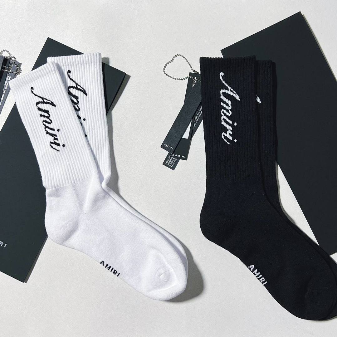AMIRI SCRIPT TUBE SOCK Black—In Stock Now - Image 4