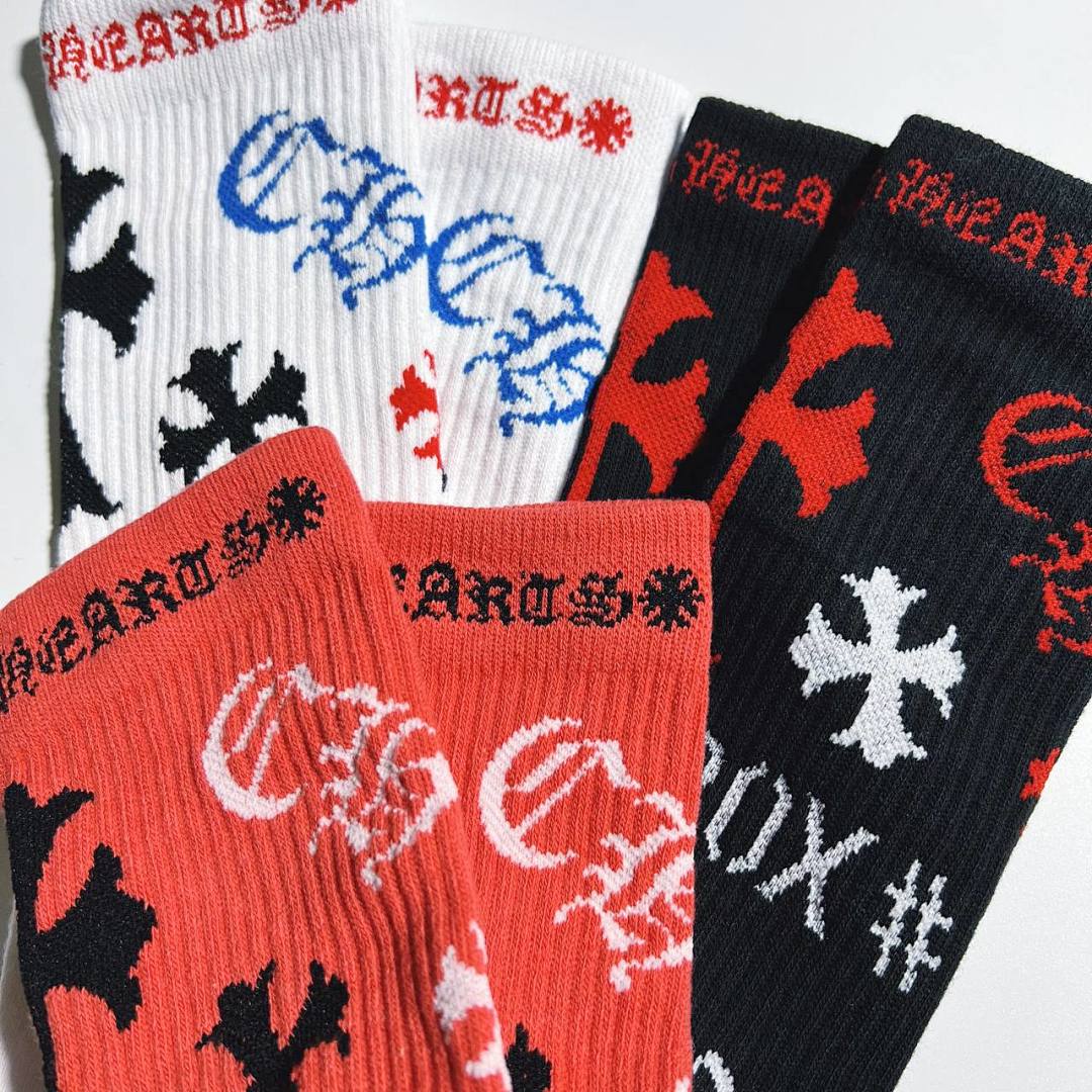 Chanel Chrome-Hearts "BOX" Socks 3 Pairs - Image 8