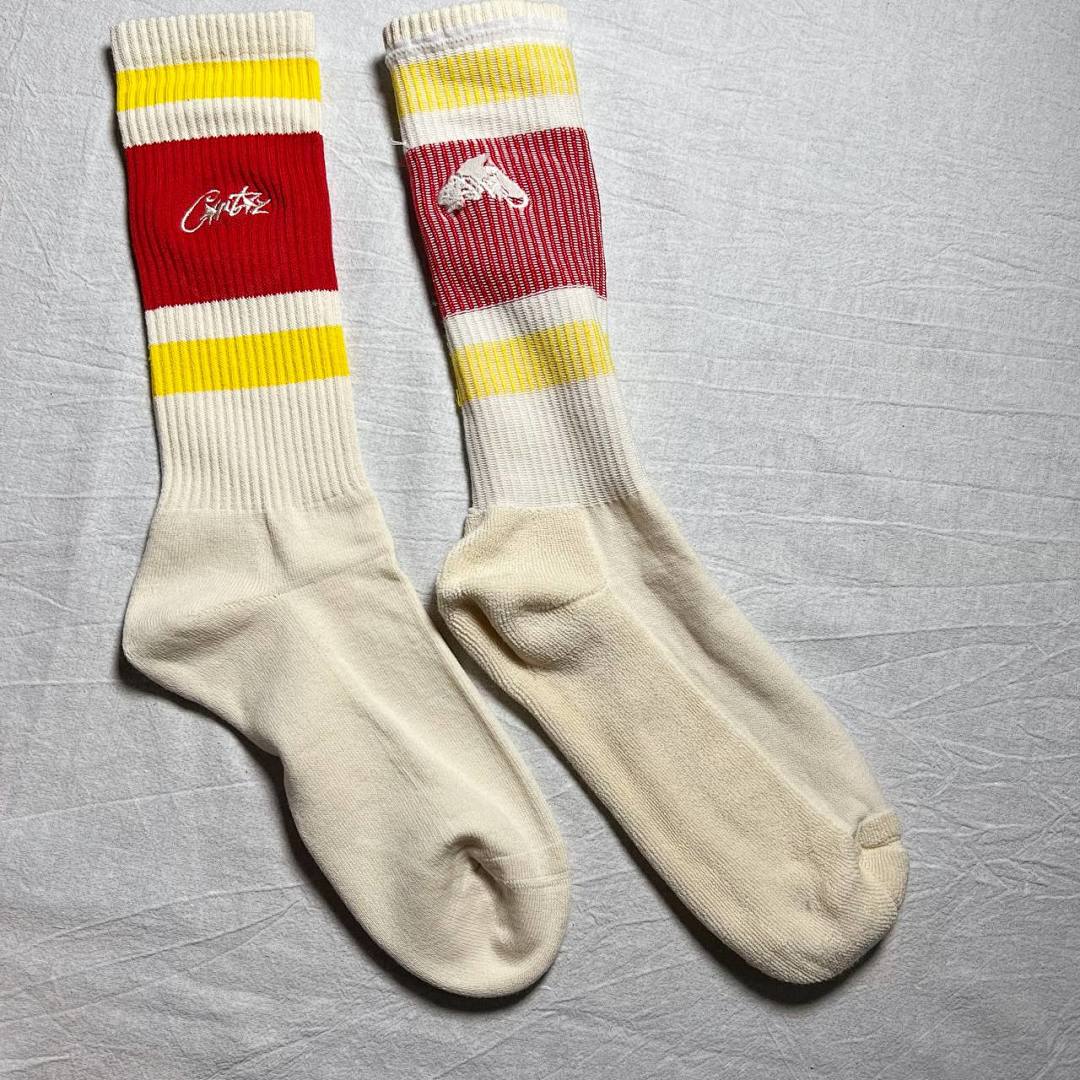 Accessiories Co Embrodiery CRTZ Socks Off White Red Yellow Striped - Image 5