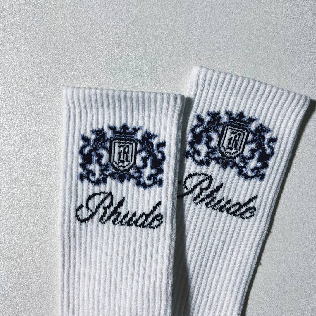 Accessiories RHUDE CREST LOGO SOCK (White Blue) - Image 10
