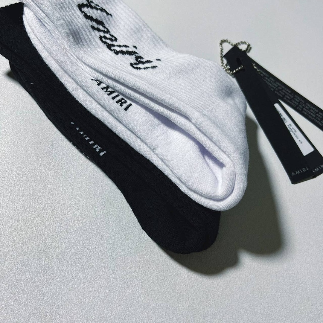 AMIRI SCRIPT TUBE SOCK Black—In Stock Now - Image 5