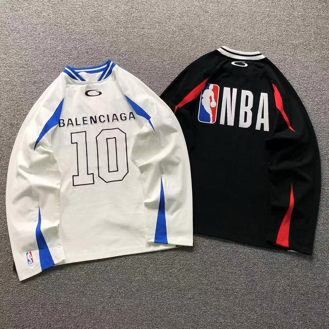 Balenciaga 185 B⭐L⭐⭐⭐IA⭐A NBA BASKETBALL LONG SLEEVED 42082105163 (Im 170Cm 60Kg I Wear Size S In The Phot)