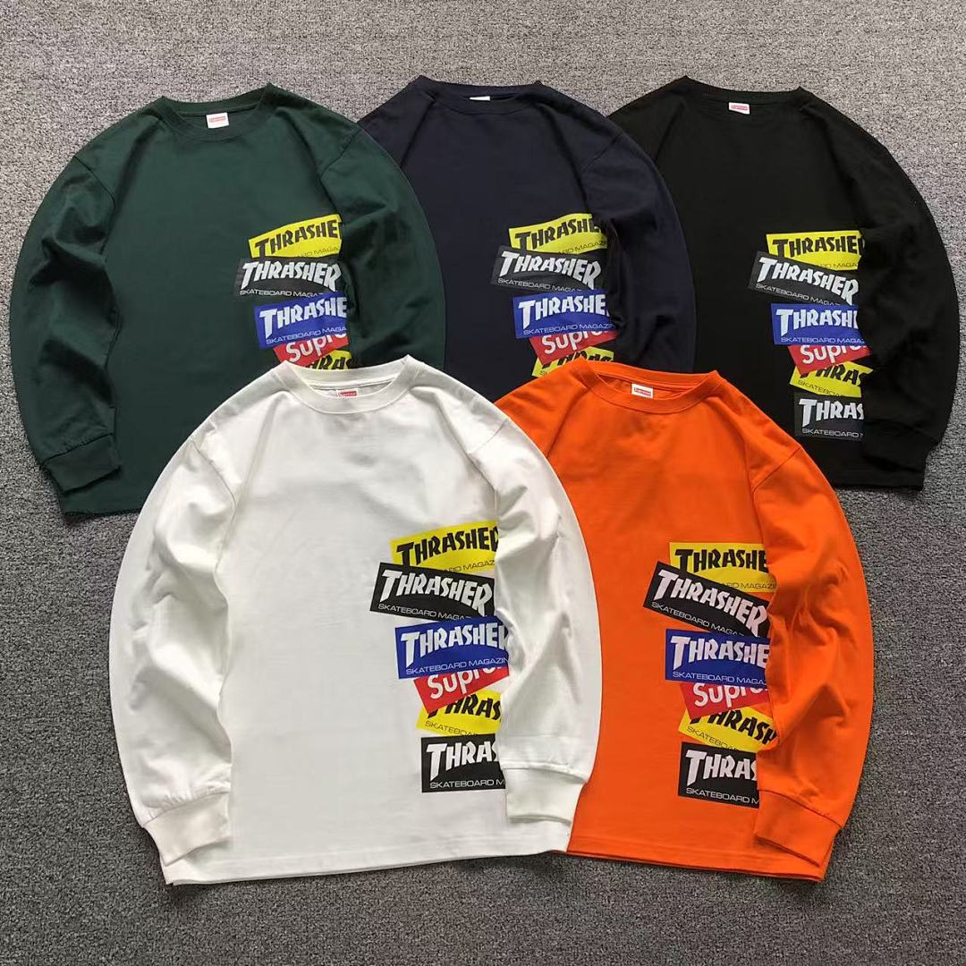 Supreme 108 S⭐⭐R⭐⭐E THRASHER LONG SLEEVED 1111050302 (Im 170Cm 60Kg I Wear Size L In The Phot)