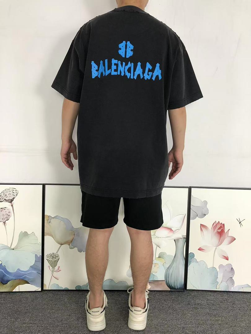 Balenciaga 128 B⭐L⭐⭐⭐IA⭐A T-SHIRT 42042909133 (Im 170Cm 60Kg I Wear Size 2XL In The Phot) - Image 4