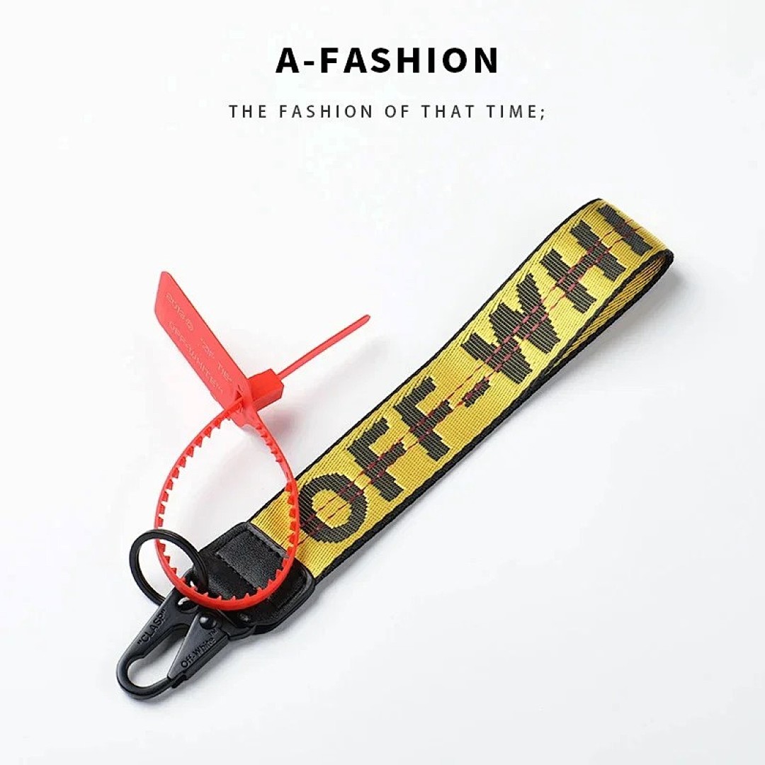 Other O.F.F.W.H.I.T.E Keychain Yellow Canvas Embroidery English Letters - Image 13
