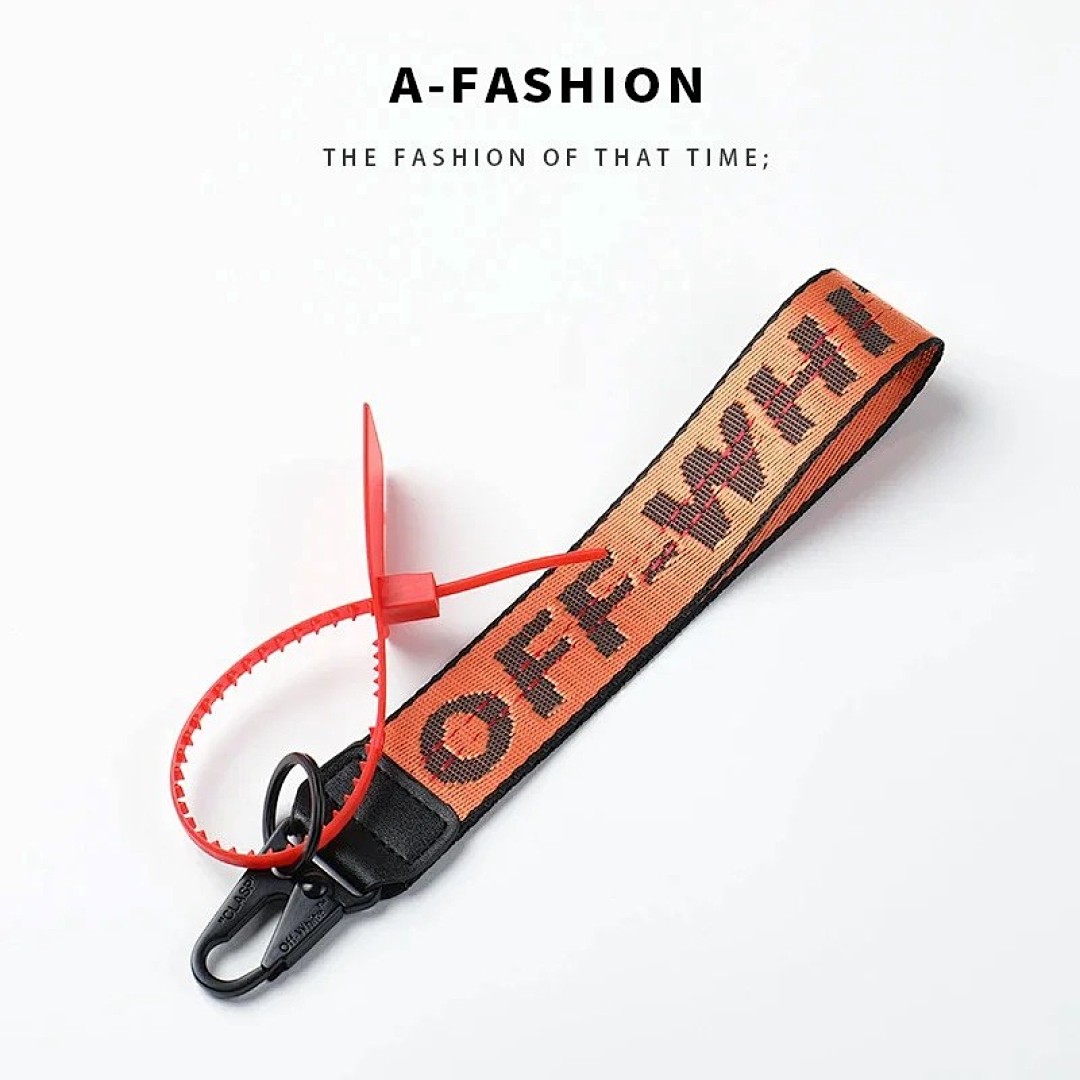 Other O.F.F.W.H.I.T.E Keychain Yellow Canvas Embroidery English Letters - Image 7