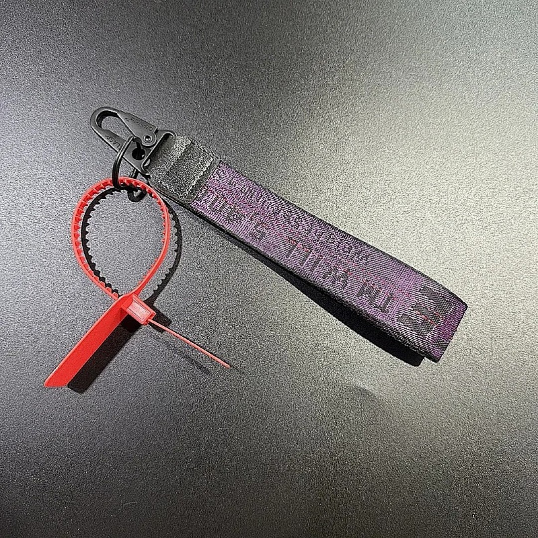 Other O.F.F.W.H.I.T.E Keychain Yellow Canvas Embroidery English Letters - Image 2