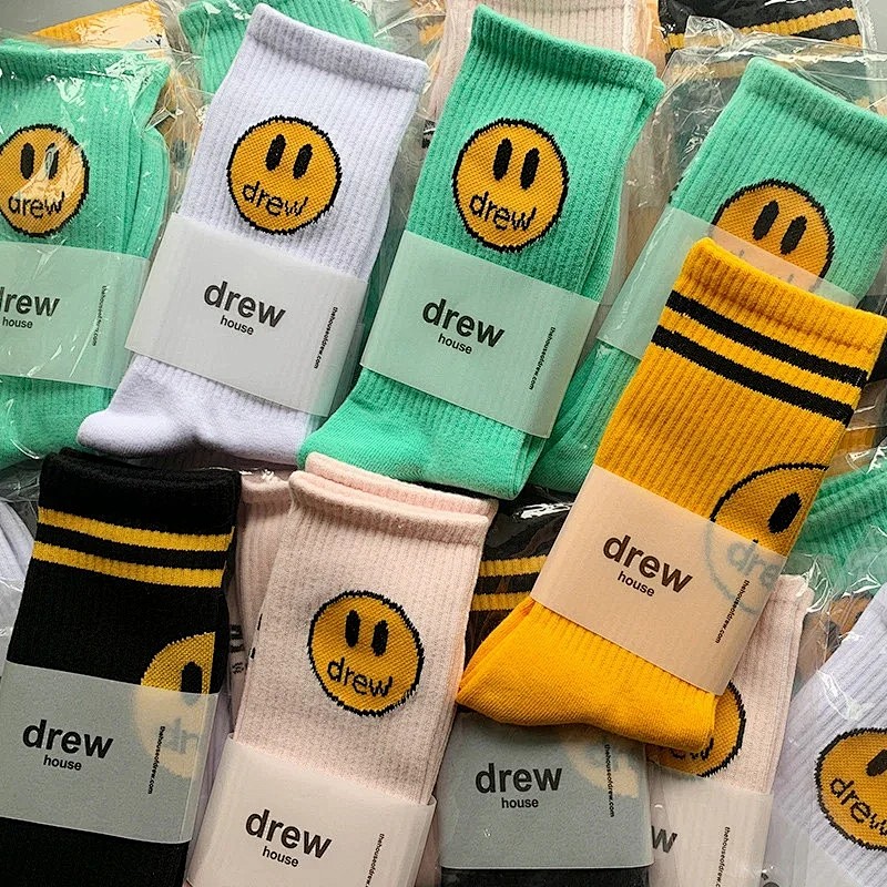 D.R.E.W H.O.U.S.E Smiley Face Sports Pair Socks Street Trend, photo 1