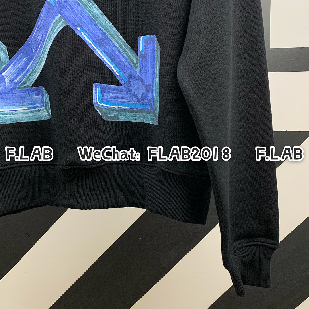 Off-White BLUE ARROWS HOODIE 20FW BLACK (SIZE S XL IN STOCK) - Image 15