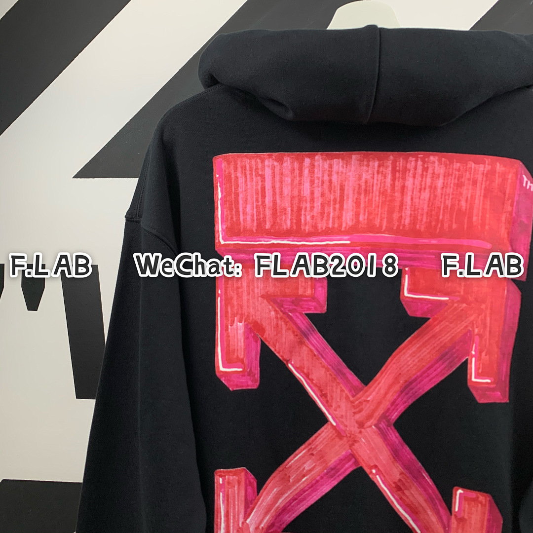 Off-White PINK ARROWS HOODIE 20FW BLACK (SIZE M L XL IN STOCK) - Image 12