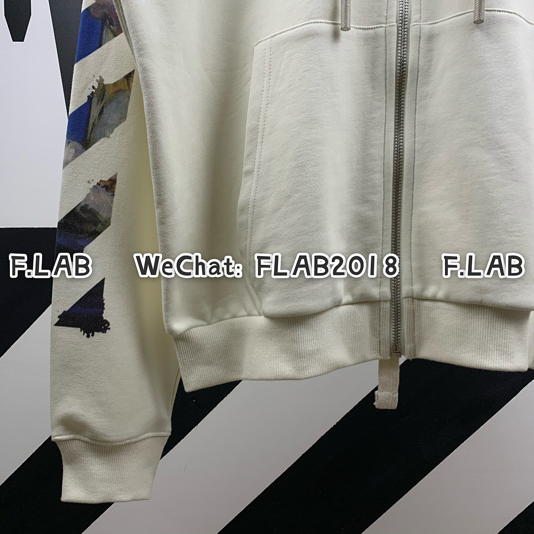 Unbranded DIAG MULTICOLOR ZIP HOODIE 19SS WHITE (ALL SIZE IN STOCK) - Image 9