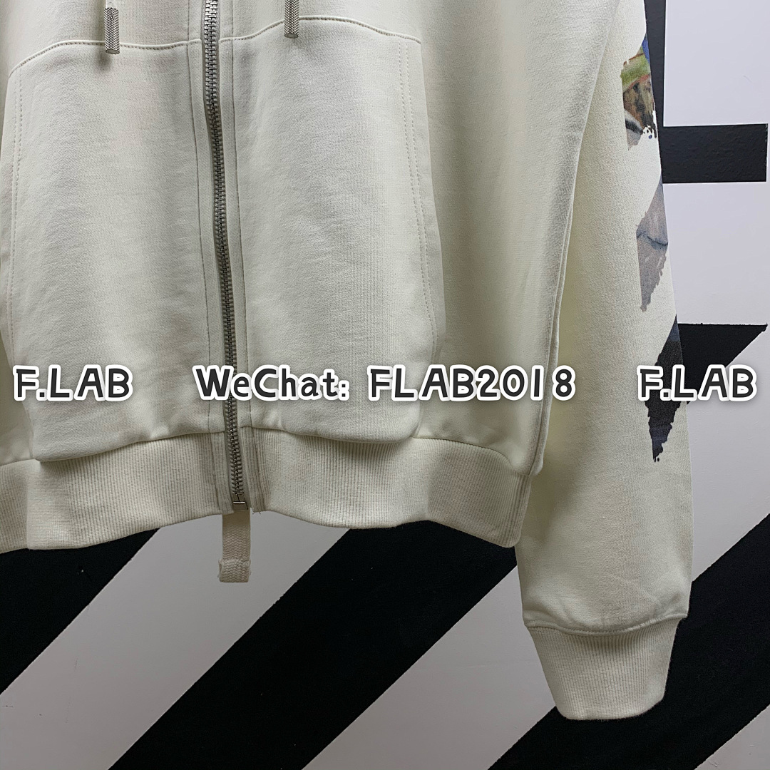 Unbranded DIAG MULTICOLOR ZIP HOODIE 19SS WHITE (ALL SIZE IN STOCK) - Image 10