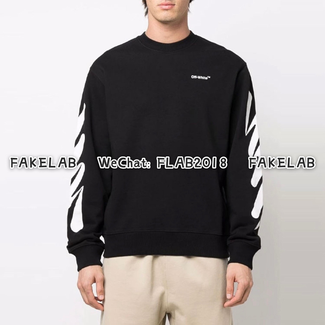 Unbranded WAVE DIAG-STRIPE CREWNECK 22SS BLACK (ALL SIZE IN STOCK) - Image 7