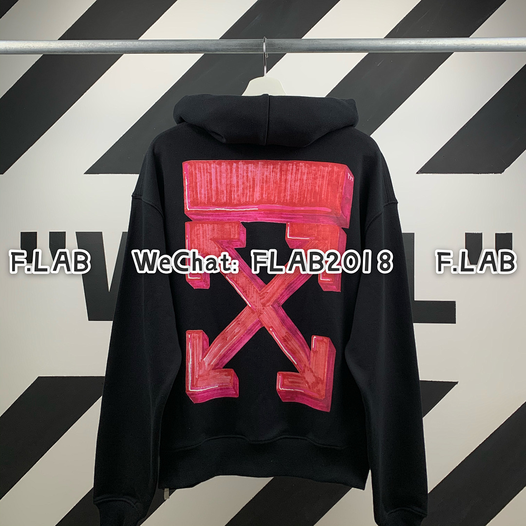 Off-White PINK ARROWS HOODIE 20FW BLACK (SIZE M L XL IN STOCK) - Image 7