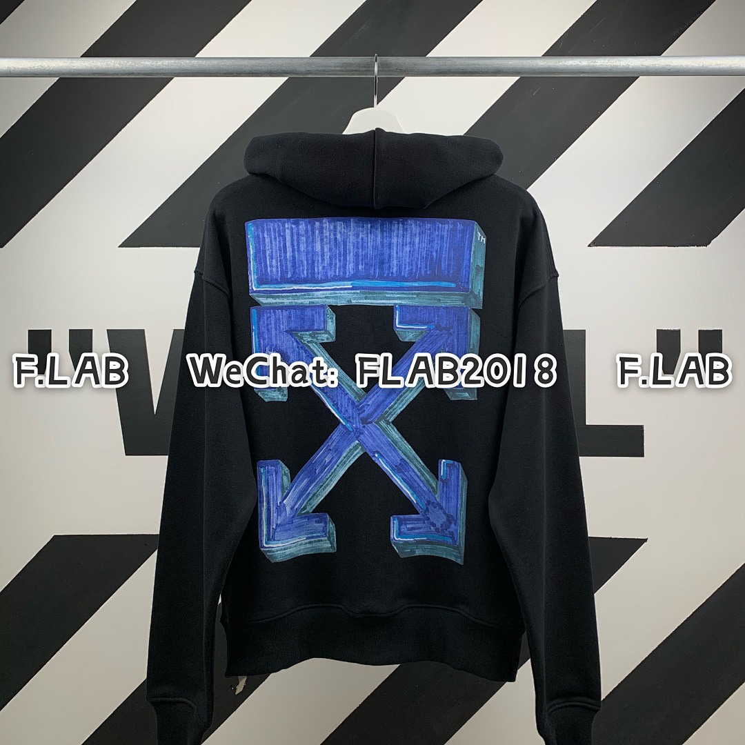 Off-White BLUE ARROWS HOODIE 20FW BLACK (SIZE S XL IN STOCK) - Image 7