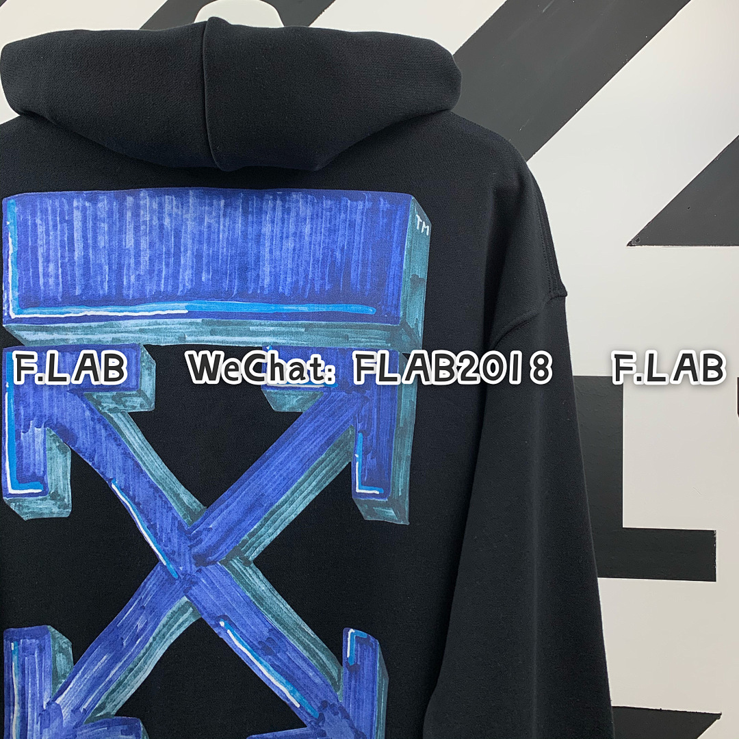Off-White BLUE ARROWS HOODIE 20FW BLACK (SIZE S XL IN STOCK) - Image 13
