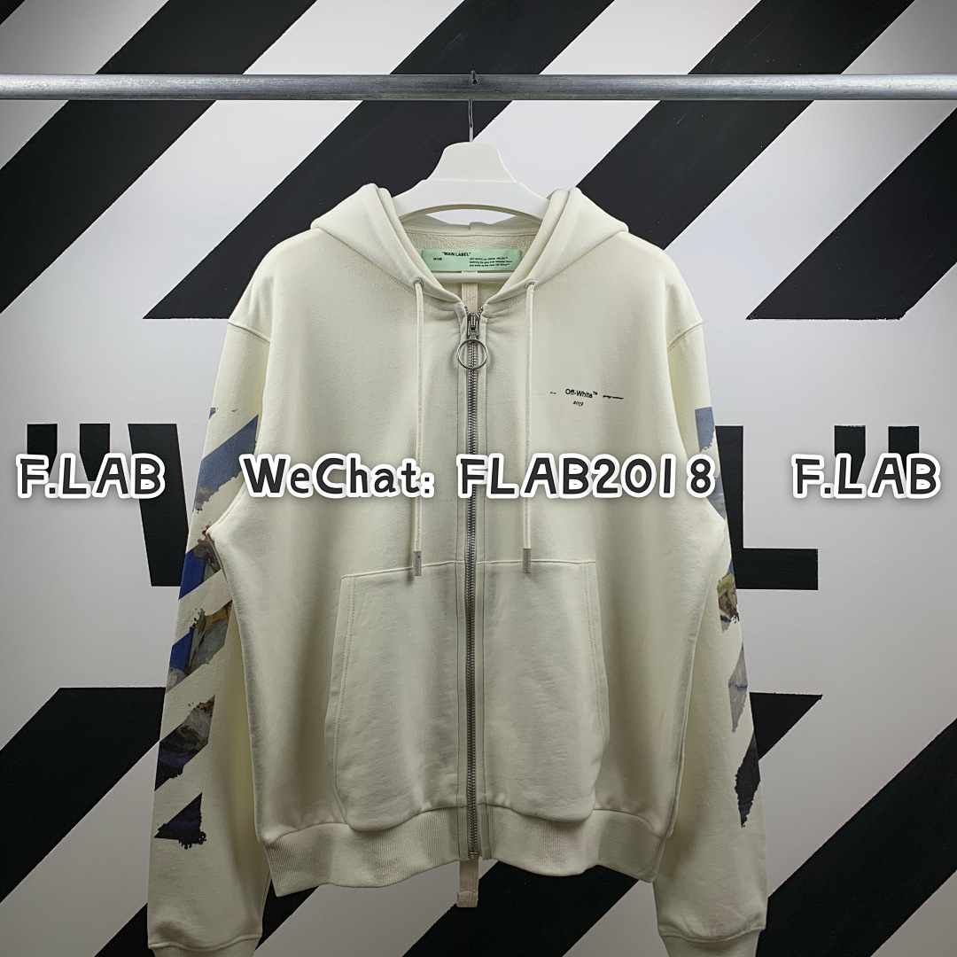 Unbranded DIAG MULTICOLOR ZIP HOODIE 19SS WHITE (ALL SIZE IN STOCK) - Image 5