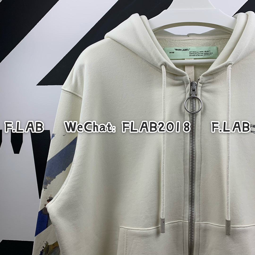 Unbranded DIAG MULTICOLOR ZIP HOODIE 19SS WHITE (ALL SIZE IN STOCK) - Image 7