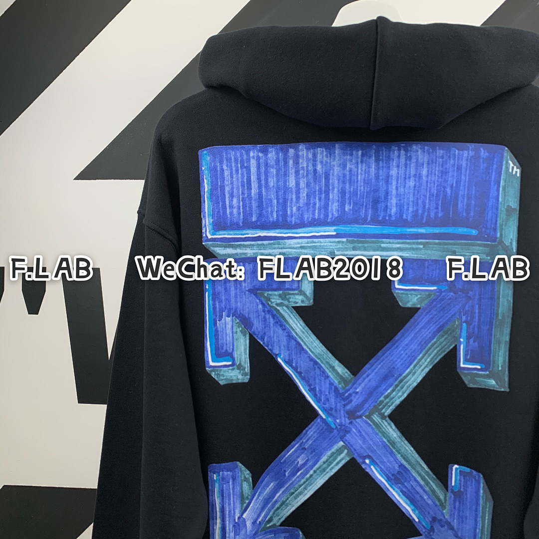 Off-White BLUE ARROWS HOODIE 20FW BLACK (SIZE S XL IN STOCK) - Image 12