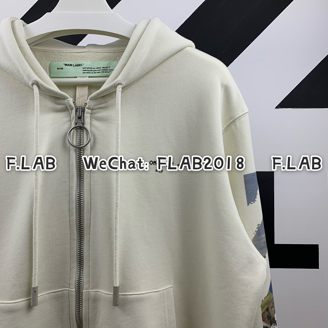 Unbranded DIAG MULTICOLOR ZIP HOODIE 19SS WHITE (ALL SIZE IN STOCK) - Image 8