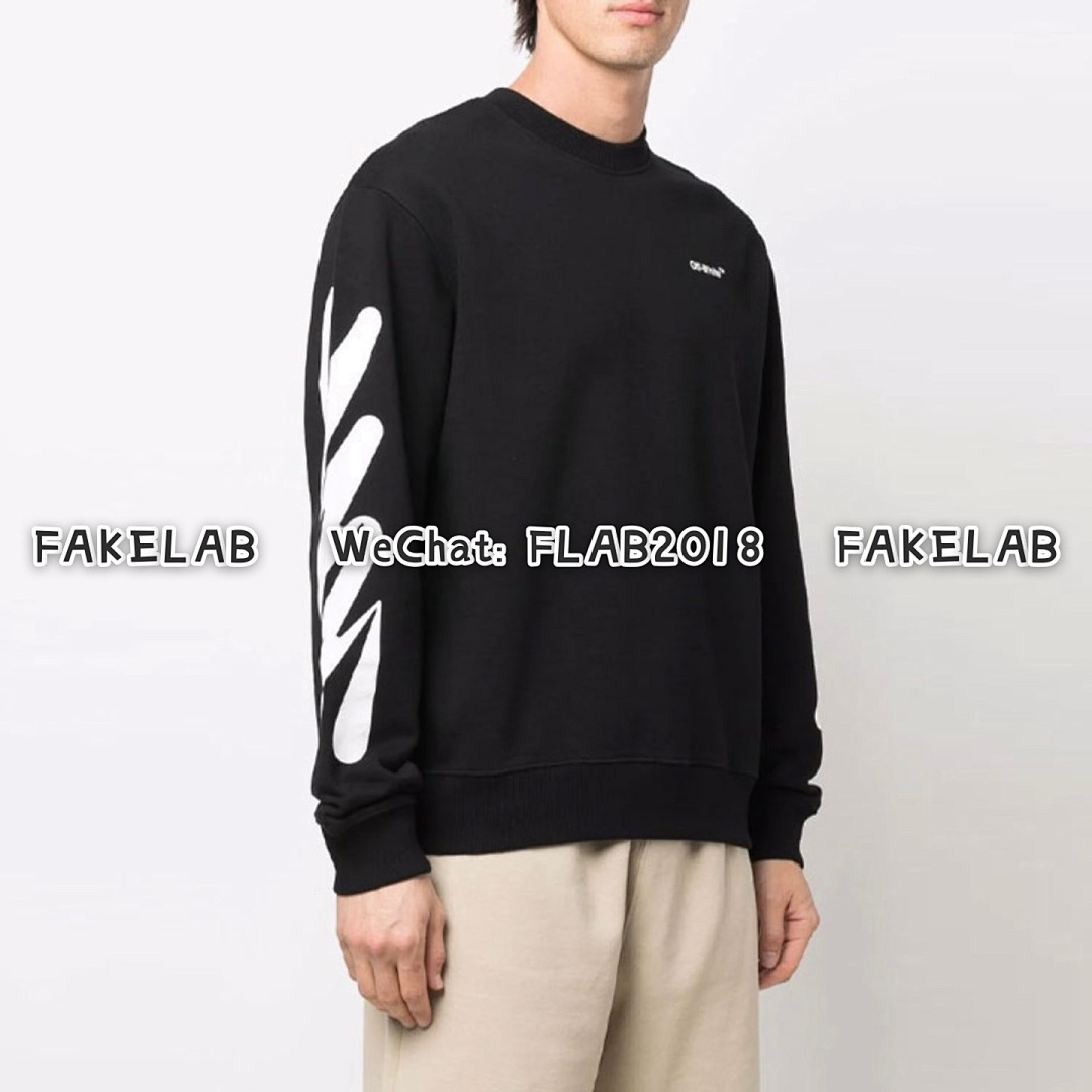 Unbranded WAVE DIAG-STRIPE CREWNECK 22SS BLACK (ALL SIZE IN STOCK) - Image 8