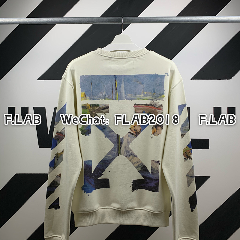 Unbranded DIAG MULTICOLOR CREWNECK 19SS WHITE (ONLY SIZE S IN STOCK)