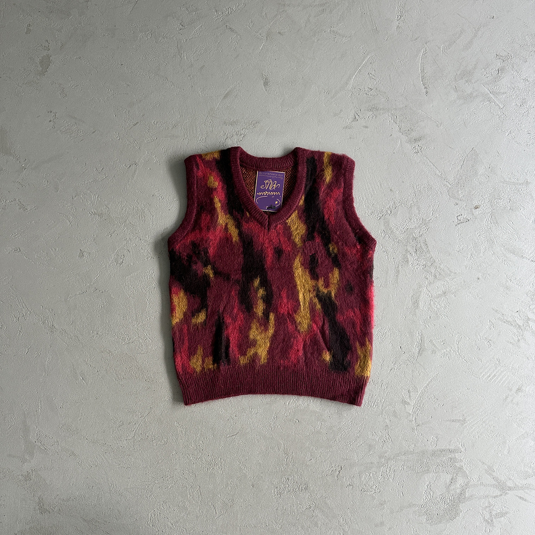 Other 59¥ Mohair Knit Red Yellow Black Camo Sweater Vest