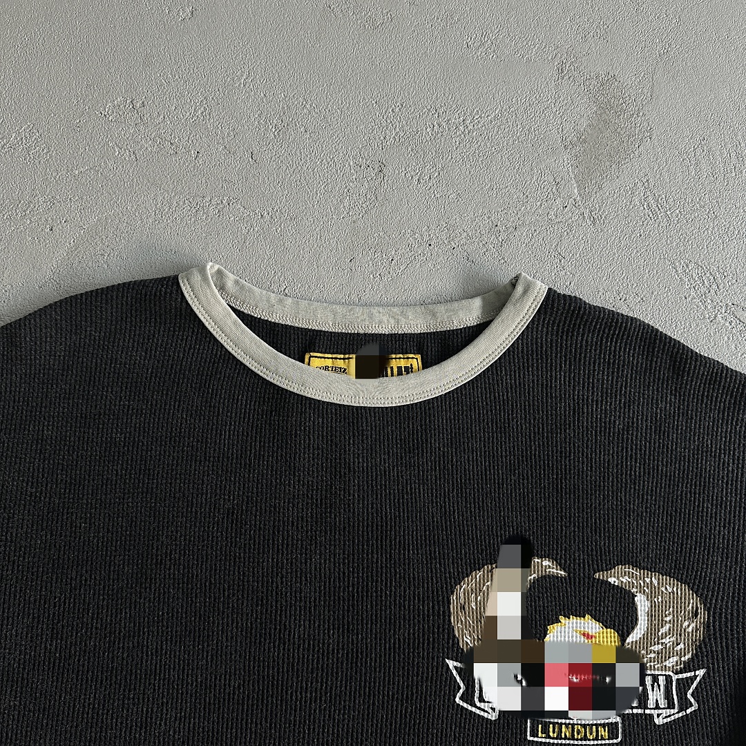 Other 59¥ Eagle Print Waffle Long-Sleeve-Black - Image 8