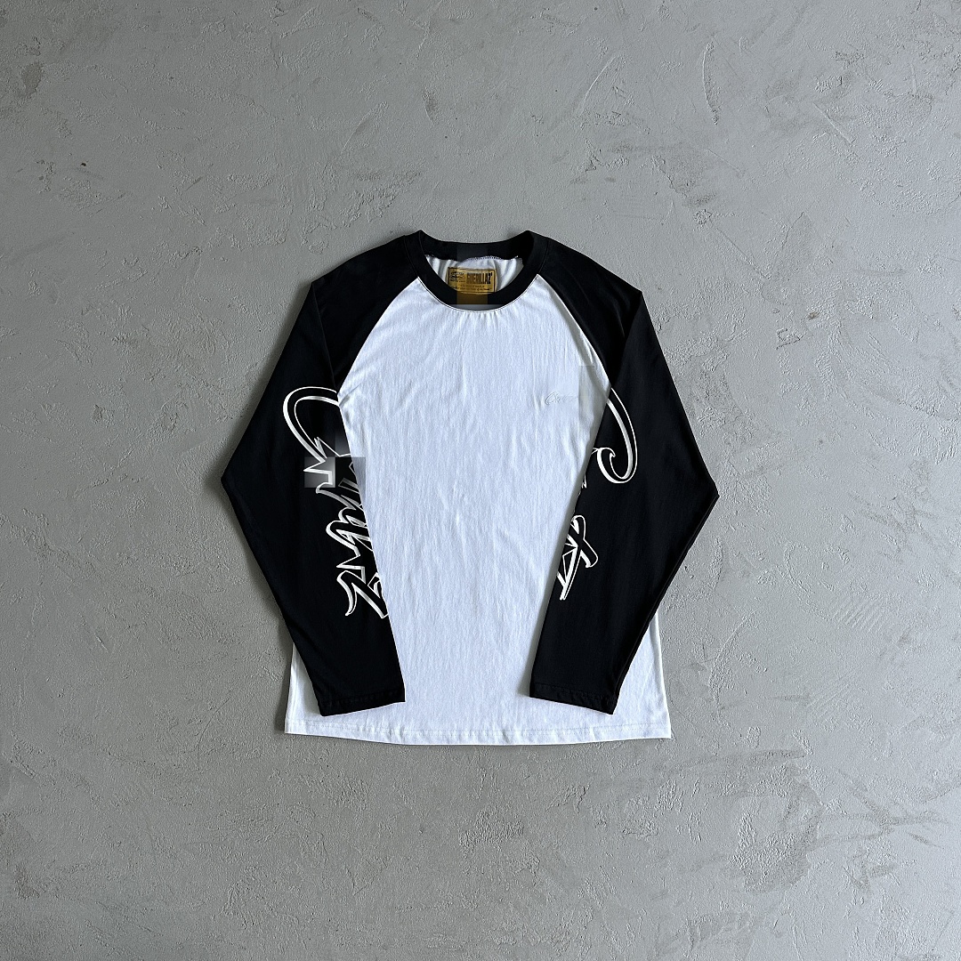 Other 45¥ Contrast Color Shoulder Long Sleeve Tee - Image 5