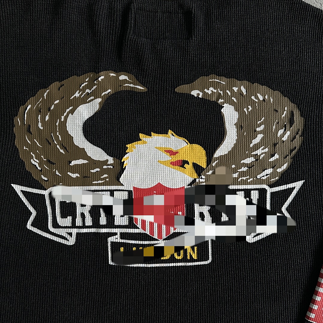 Other 59¥ Eagle Print Waffle Long-Sleeve-Black - Image 7