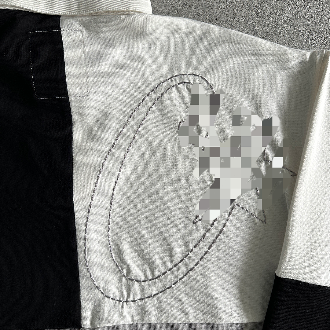 Other 49¥ Color Block Polo Long Sleeve Shirt-Black (Gray) - Image 12