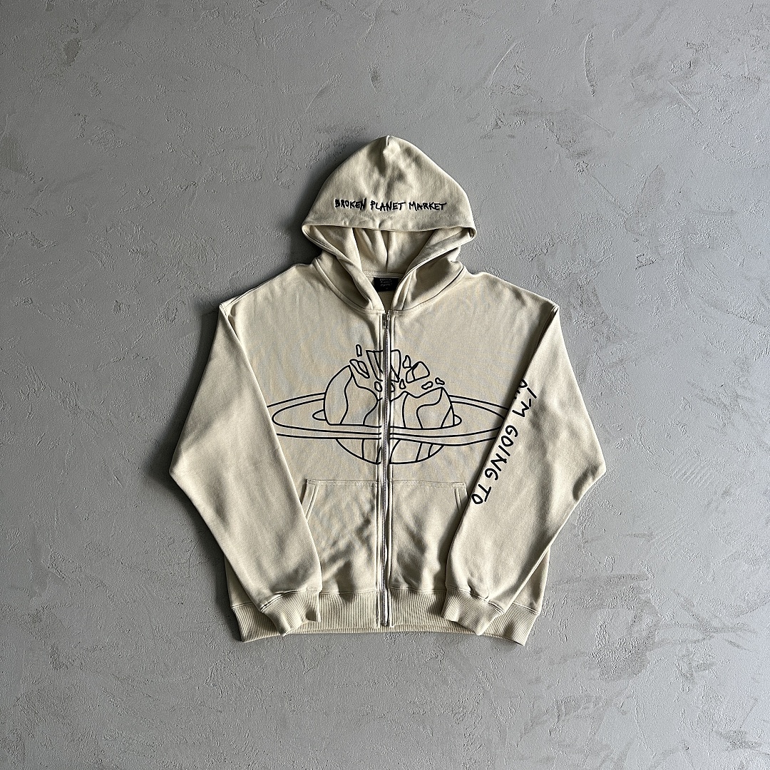 Other 60¥ Planet Zip Up Hoodie-Apricot
