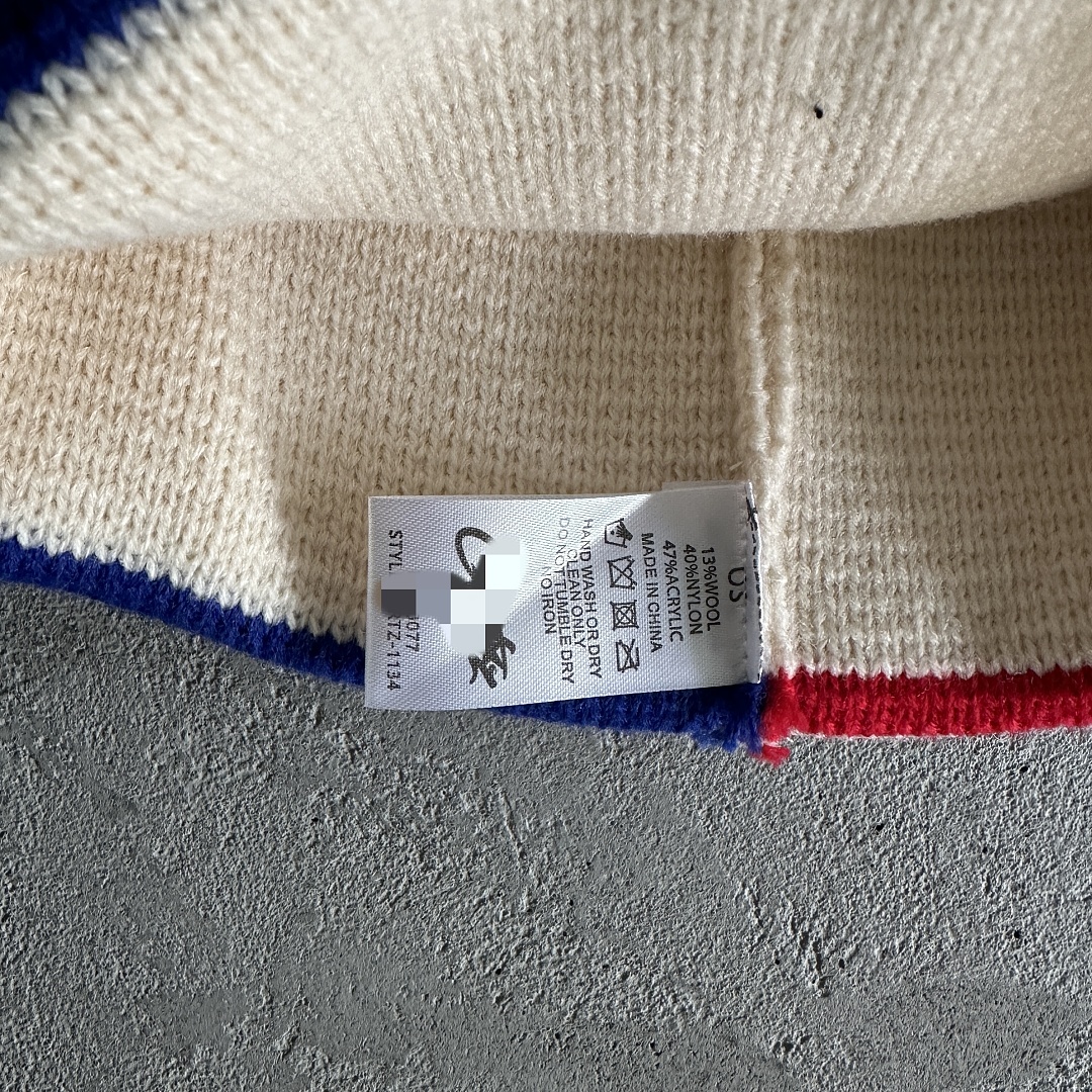 Other 39¥ Knit Stripe Beanie -Off (White) - Image 7