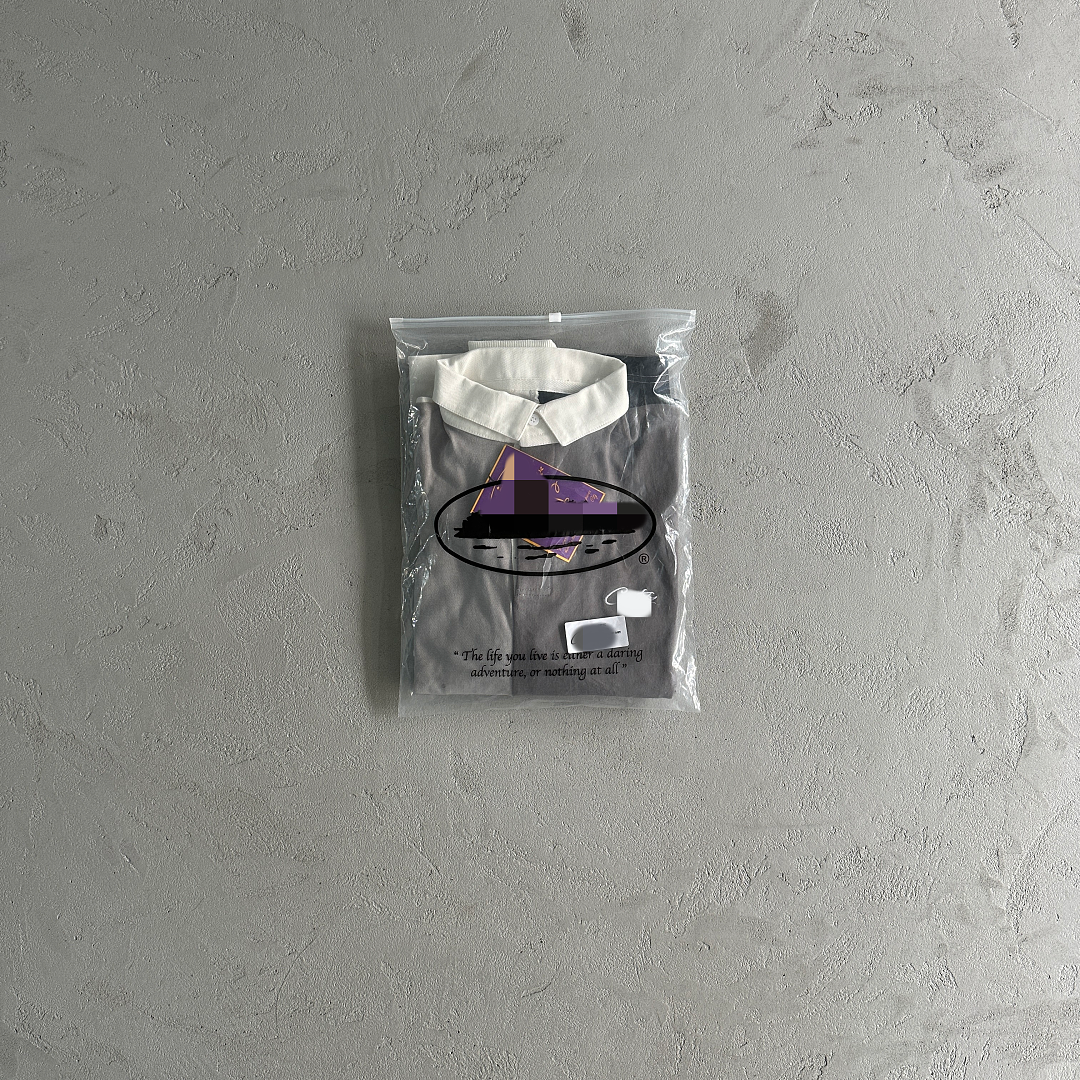 Other 49¥ Color Block Polo Long Sleeve Shirt-Black (Gray) - Image 4