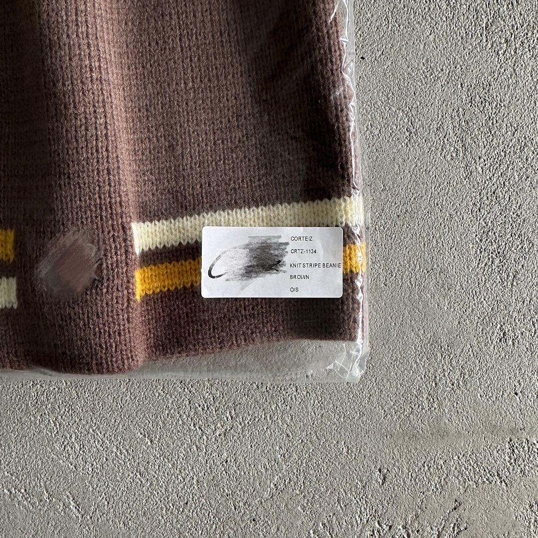 Other 39¥ Knit Stripe Beanie -Brown - Image 4