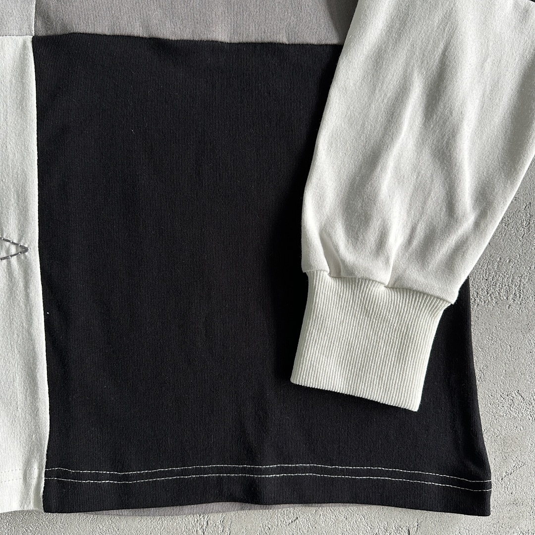 Other 49¥ Color Block Polo Long Sleeve Shirt-Black (Gray) - Image 17