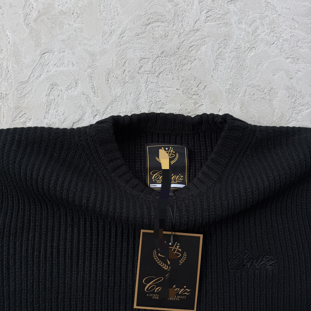 Other 185¥ Crochet Applique Knit Crew (Triple Black) - Image 9