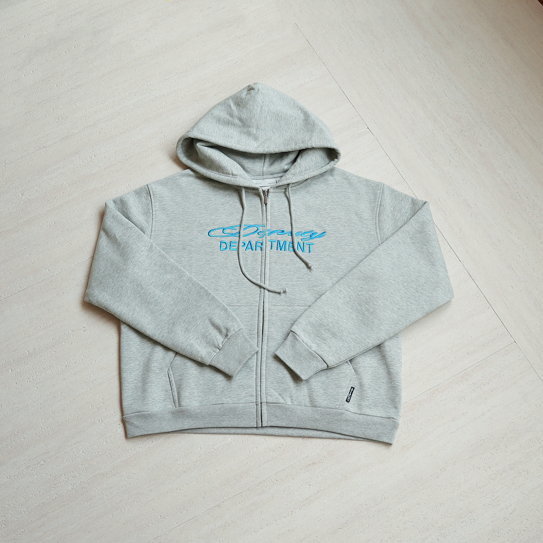 Other ¥220 (Dep..Embroidered Hooded Zip Sweatshirt|Grey)