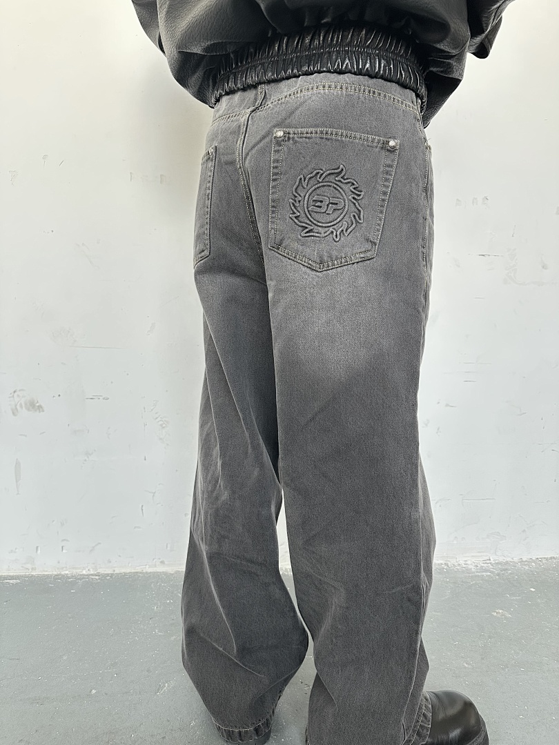 Other ¥209 Jeans Washed Grey/Yellow - Image 3